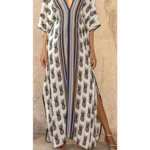 NWOT Scarlett Poppies Pineapple kaftan dress, One size $560 A30